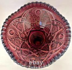 Vintage Imperial Amethyst Smoke Carnival Glass Punch Bowl Base Bellaire Pattern