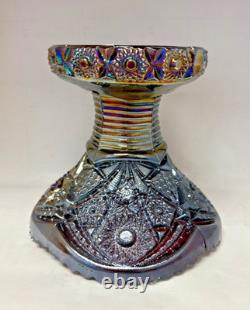 Vintage Imperial Amethyst Smoke Carnival Glass Punch Bowl Base Bellaire Pattern