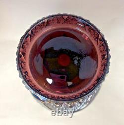 Vintage Imperial Amethyst Smoke Carnival Glass Punch Bowl Base Bellaire Pattern