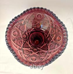 Vintage Imperial Amethyst Smoke Carnival Glass Punch Bowl Base Bellaire Pattern