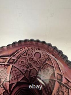 Vintage Imperial Amethyst Smoke Carnival Glass Punch Bowl Base Bellaire Pattern