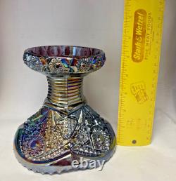 Vintage Imperial Amethyst Smoke Carnival Glass Punch Bowl Base Bellaire Pattern