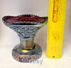 Vintage Imperial Amethyst Smoke Carnival Glass Punch Bowl Base Bellaire Pattern