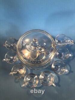 Vintage Imperial Candlewick Glass Family Punch Bowl Set With 8 Cups! 400/139/77