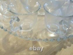 Vintage Imperial Candlewick Glass Punch Bowl Set with Ladle Underplate 11 Cups