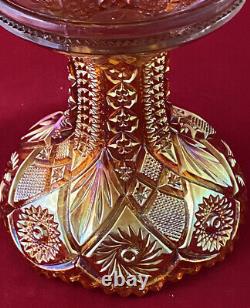 Vintage Imperial Carnival Glass Marigold Twins Punch Bowl + Base Bright Beauty