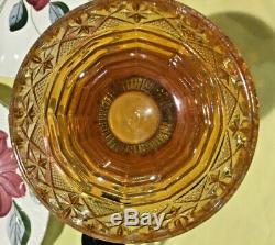 Vintage Imperial Carnival Marigold Glass Punch Bowl With Stand, Whirling Star