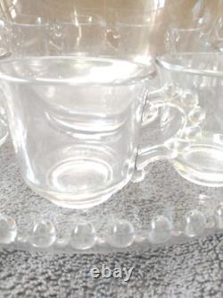 Vintage Imperial Glass Candlewick Punch Bowl Set Clear Beaded Underplate 11 Cups