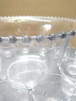 Vintage Imperial Glass Candlewick Punch Bowl Set Clear Beaded Underplate 11 Cups