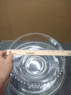 Vintage Imperial Glass Candlewick Punch Bowl Set Clear Beaded Underplate 11 Cups