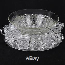 Vintage Imperial Glass Cape Cod Punch Bowl Set, Cape Cod, 12 glasses, platter