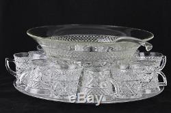 Vintage Imperial Glass Cape Cod Punch Bowl Set, Cape Cod, 12 glasses, platter