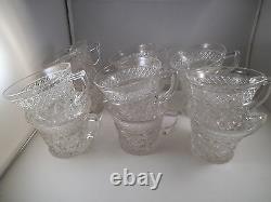 Vintage Imperial Glass Cape Cod Punch Bowl Underplate & 12 Cups Clear