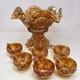Vintage Imperial Glass Marigold Carnival Glass Punch Fruit Bowl Set w 6 Cups