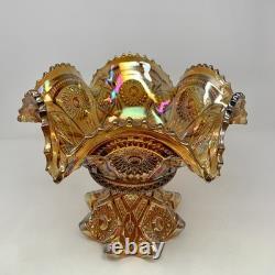 Vintage Imperial Glass Marigold Carnival Glass Punch Fruit Bowl Set w 6 Cups