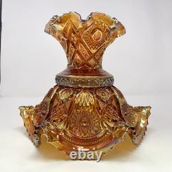 Vintage Imperial Glass Marigold Carnival Glass Punch Fruit Bowl Set w 6 Cups
