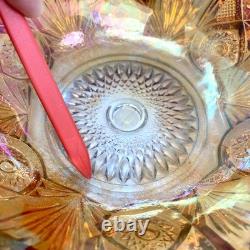 Vintage Imperial Glass Marigold Carnival Glass Punch Fruit Bowl Set w 6 Cups