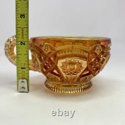 Vintage Imperial Glass Marigold Carnival Glass Punch Fruit Bowl Set w 6 Cups