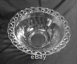 Vintage Imperial Glass Open Lace Edge Punch Bowl 12 Cups & Ladle Sears 1940's