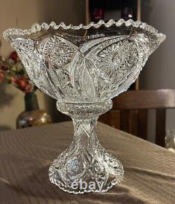 Vintage Imperial Glass Punch Bowl withPedestal Stand, 12 Diameter, 10.5 Tall