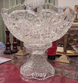 Vintage Imperial Glass Punch Bowl withPedestal Stand, 12 Diameter, EAPG 10.5 T