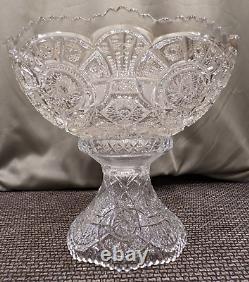 Vintage Imperial Glass Punch Bowl withPedestal Stand, 12 Diameter, EAPG 10.5 T