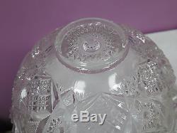 Vintage Imperial Glass Whirling Star Clear Punch Bowl Set 12 Cups + Glass Ladle
