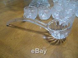 Vintage Imperial Glass Whirling Star Clear Punch Bowl Set 15 pc Complete in Box