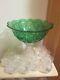 Vintage Imperial Glass Whirling Star Emerald Green 2 Crystal Punch Bowl 12 Cups