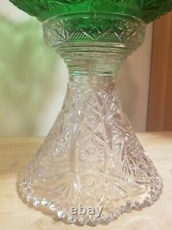 Vintage Imperial Glass Whirling Star Emerald Green 2 Crystal Punch Bowl 12 Cups