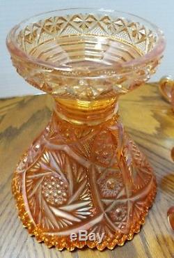 Vintage Imperial Glass Whirling Star Pedestal Punch Bowl 12 Cups Rubigold