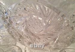 Vintage Imperial Glass Whirling Star Punch Bowl Set With 12 Cups & Ladle Clear
