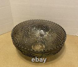 Vintage Imperial Grape Carnival Glass Smoke 12 inch Punch Bowl