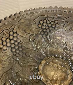 Vintage Imperial Grape Carnival Glass Smoke 12 inch Punch Bowl