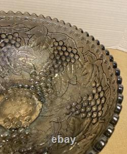 Vintage Imperial Grape Carnival Glass Smoke 12 inch Punch Bowl