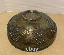 Vintage Imperial Grape Carnival Glass Smoke 12 inch Punch Bowl
