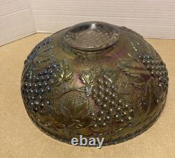 Vintage Imperial Grape Carnival Glass Smoke 12 inch Punch Bowl