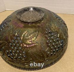 Vintage Imperial Grape Carnival Glass Smoke 12 inch Punch Bowl