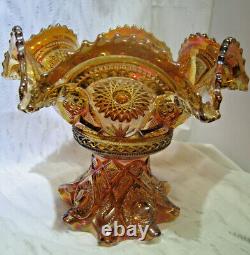 Vintage Imperial Marigold Carnival Glass Punch Bowl And Base