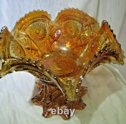 Vintage Imperial Marigold Carnival Glass Punch Bowl And Base