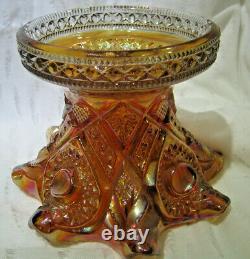 Vintage Imperial Marigold Carnival Glass Punch Bowl And Base