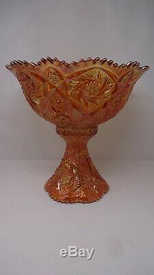 Vintage Imperial Marigold Carnival Glass Whirling Star 13 Piece Punch Bowl