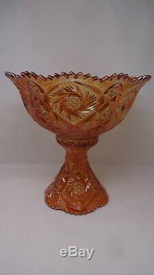 Vintage Imperial Marigold Carnival Glass Whirling Star 13 Piece Punch Bowl