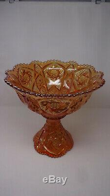 Vintage Imperial Marigold Carnival Glass Whirling Star 13 Piece Punch Bowl