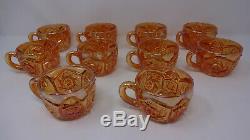 Vintage Imperial Marigold Carnival Glass Whirling Star 13 Piece Punch Bowl