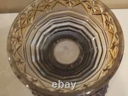 Vintage Imperial Whirling Star Smoke Peacock Carnival Glass Punch Bowl & 3 Cups