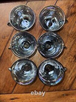 Vintage Indiana Blue Carnival Glass Punch Bowl Set13 Pieces + Hooks