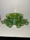 Vintage Indiana Carnival Glass Iridescent Green Punch Bowl Set With 12 Cups