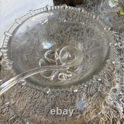 Vintage Indiana Colony Glass Classique Punch Bowl 8 Cups Very Design Detailed