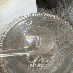 Vintage Indiana Colony Glass Classique Punch Bowl 8 Cups Very Design Detailed
